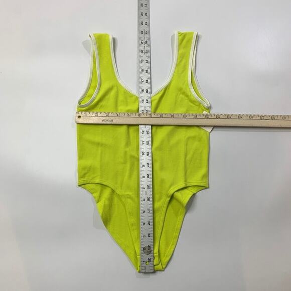 Anthropologie Bodysuit Women XXS 2XS Acid Lime Low Back Seamless Sweetheart - Picture 5 of 11